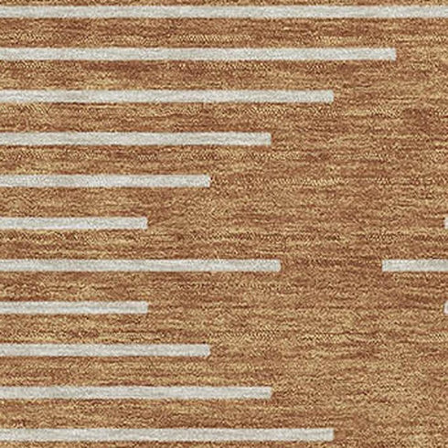 9' X 12' Rust And Beige Geometric Washable Area Rug With UV Protection