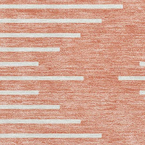 9' X 12' Salmon And Ivory Geometric Washable Area Rug With UV Protection