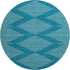 8' Teal And Ivory Geometric Washable Round Rug With UV Protection