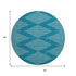 8' Teal And Ivory Geometric Washable Round Rug With UV Protection