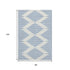 8' X 10' Ivory And Navy Blue Geometric Washable Area Rug With UV Protection