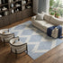 8' X 10' Ivory And Navy Blue Geometric Washable Area Rug With UV Protection