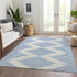 8' X 10' Ivory And Navy Blue Geometric Washable Area Rug With UV Protection