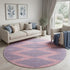 8' Pink And Navy Blue Geometric Washable Round Rug With UV Protection