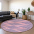 8' Pink And Navy Blue Geometric Washable Round Rug With UV Protection