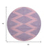 8' Pink And Navy Blue Geometric Washable Round Rug With UV Protection
