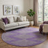 8' Purple And Lime Green Geometric Washable Round Rug With UV Protection