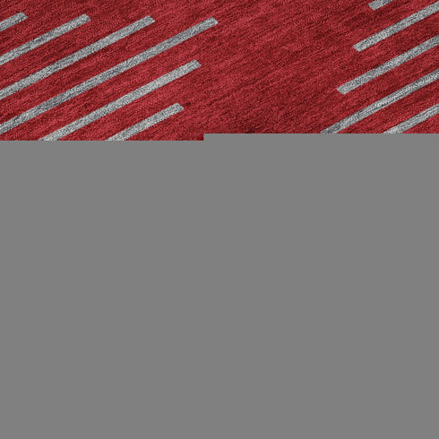 8' X 10' Red And Gray Geometric Washable Area Rug With UV Protection