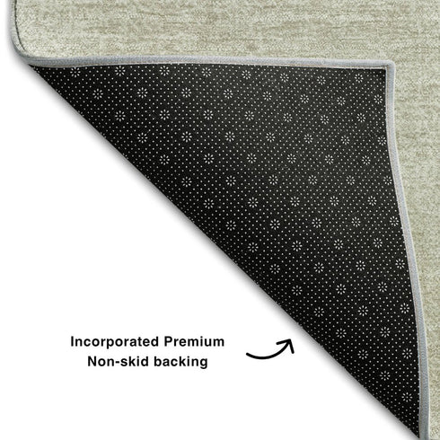 5' X 8' Beige And Taupe Abstract Washable Area Rug With UV Protection