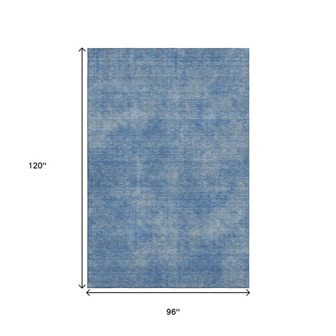 8' X 10' Blue And Gray Abstract Washable Area Rug With UV Protection