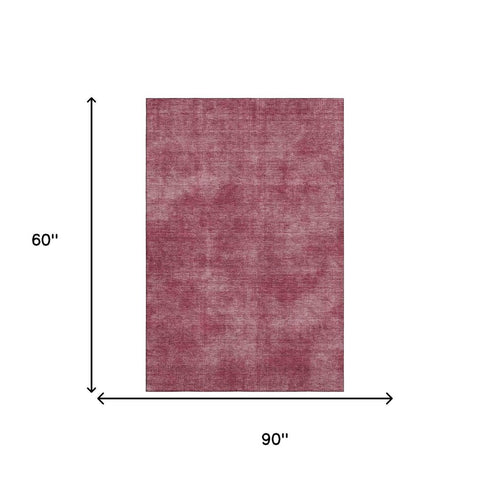5' X 8' Burgundy And Blush Abstract Washable Area Rug With UV Protection