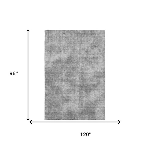 8' X 10' Gray And Silver Abstract Washable Area Rug With UV Protection