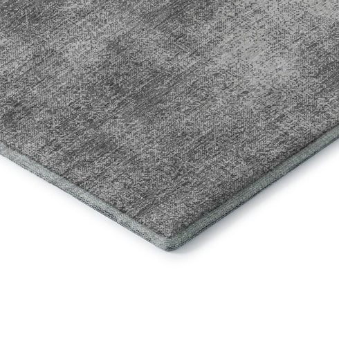 8' X 10' Gray And Silver Abstract Washable Area Rug With UV Protection