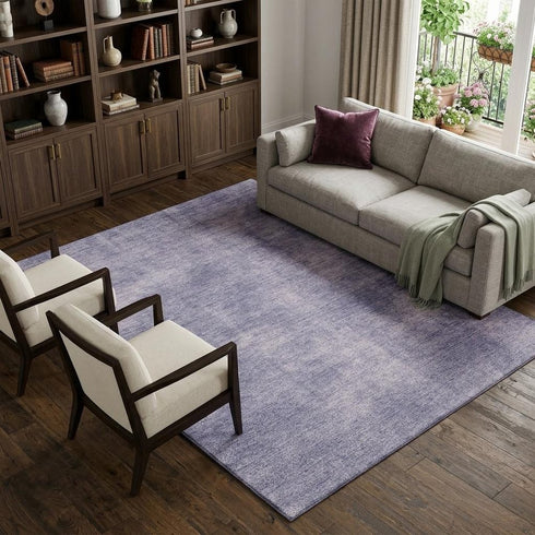 9' X 12' Purple And Lavender Abstract Washable Area Rug With UV Protection