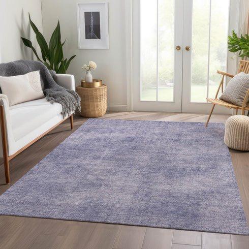 9' X 12' Purple And Lavender Abstract Washable Area Rug With UV Protection
