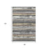 8' X 10' Charcoal Gray And Beige Striped Washable Area Rug With UV Protection