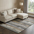 8' X 10' Charcoal Gray And Beige Striped Washable Area Rug With UV Protection