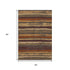 5' X 8' Chocolate Gold And Burgundy Striped Washable Area Rug With UV Protection