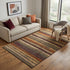 5' X 8' Chocolate Gold And Burgundy Striped Washable Area Rug With UV Protection