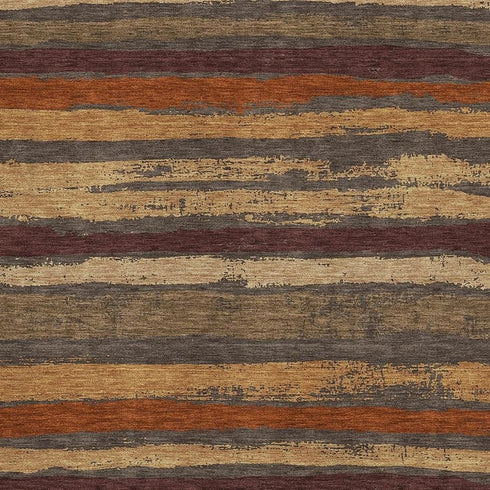 5' X 8' Chocolate Gold And Burgundy Striped Washable Area Rug With UV Protection
