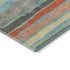 8' Sky Blue Orange And Ivory Striped Washable Round Rug With UV Protection