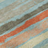 8' Sky Blue Orange And Ivory Striped Washable Round Rug With UV Protection