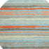 8' Sky Blue Orange And Ivory Striped Washable Round Rug With UV Protection