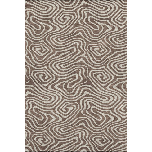 5' X 8' Brown And Beige Abstract Washable Area Rug With UV Protection