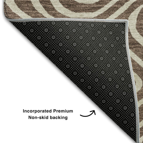 8' X 10' Brown And Beige Abstract Washable Area Rug With UV Protection