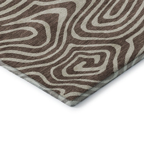 8' X 10' Brown And Beige Abstract Washable Area Rug With UV Protection