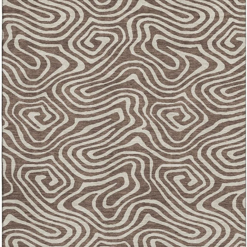 8' X 10' Brown And Beige Abstract Washable Area Rug With UV Protection