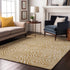 8' X 10' Gold And Ivory Abstract Washable Area Rug With UV Protection