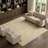 8' X 10' Gold And Ivory Abstract Washable Area Rug With UV Protection