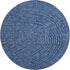 8' Navy Blue Ivory And Gray Polka Dot Washable Round Rug With UV Protection