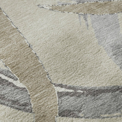 5' X 8' Beige Taupe And Gray Abstract Washable Area Rug With UV Protection