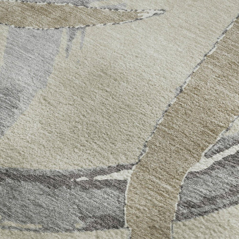 5' X 8' Beige Taupe And Gray Abstract Washable Area Rug With UV Protection