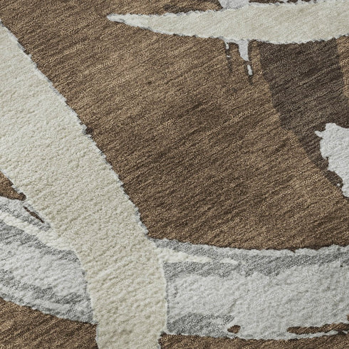 5' X 8' Brown Beige And Gray Abstract Washable Area Rug With UV Protection