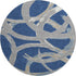 8' Navy Blue Gray And Ivory Abstract Washable Round Rug With UV Protection