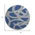 8' Navy Blue Gray And Ivory Abstract Washable Round Rug With UV Protection
