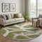 8' Olive Green Gray And Beige Abstract Washable Round Rug With UV Protection