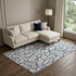 8' X 10' Beige And Navy Blue Geometric Washable Area Rug With UV Protection