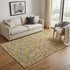 5' X 8' Gold And Gray Geometric Washable Area Rug With UV Protection