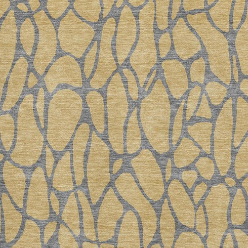 5' X 8' Gold And Gray Geometric Washable Area Rug With UV Protection