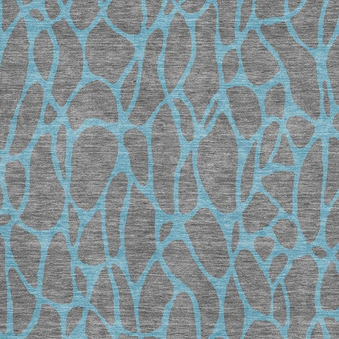 5' X 8' Gray And Aqua Geometric Washable Area Rug With UV Protection