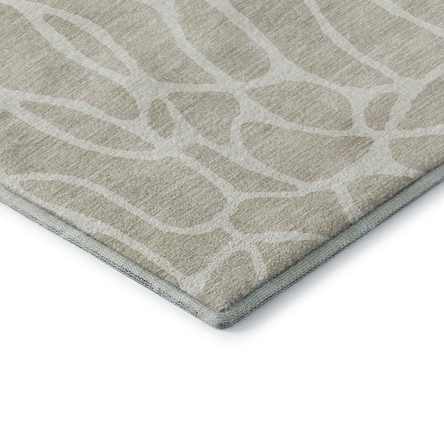 8' X 10' Beige And Ivory Geometric Washable Area Rug With UV Protection
