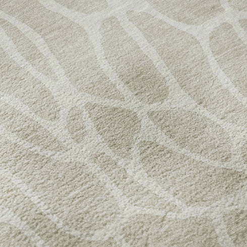 8' X 10' Beige And Ivory Geometric Washable Area Rug With UV Protection