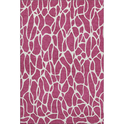 5' X 8' Blush And Ivory Geometric Washable Area Rug With UV Protection