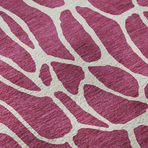 5' X 8' Blush And Ivory Geometric Washable Area Rug With UV Protection