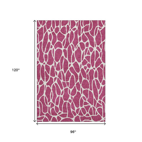 8' X 10' Blush And Ivory Geometric Washable Area Rug With UV Protection