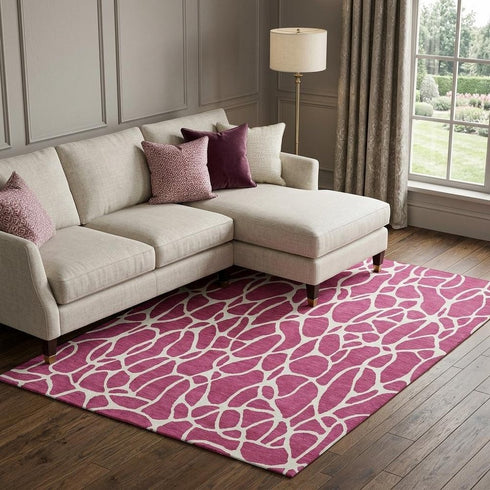 8' X 10' Blush And Ivory Geometric Washable Area Rug With UV Protection